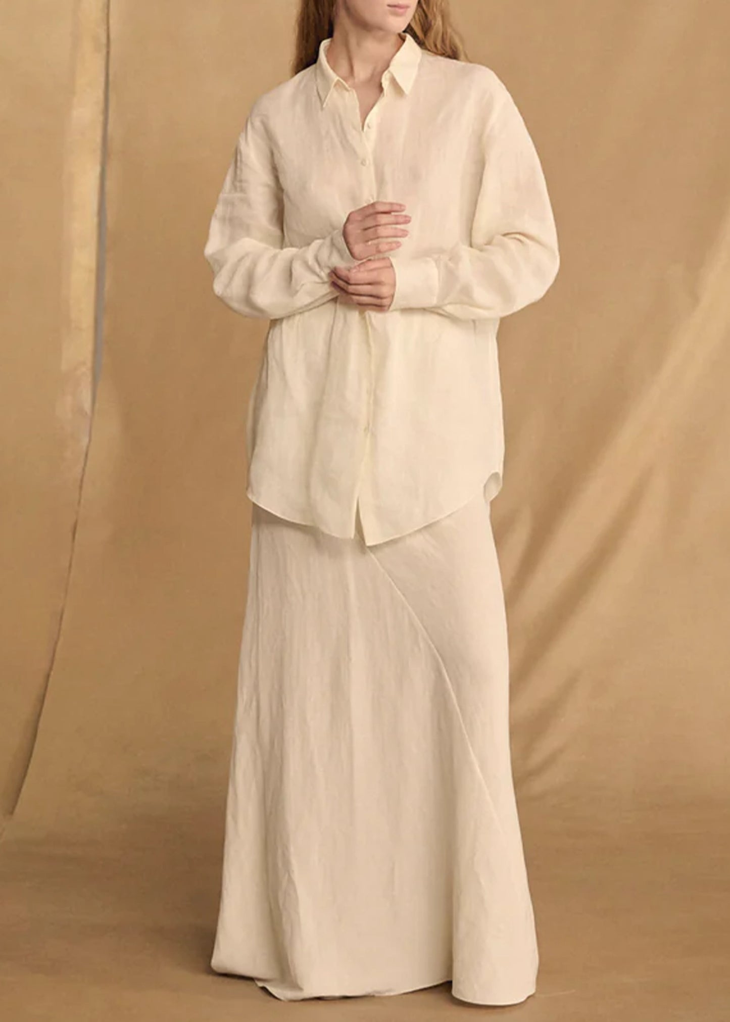 Cortana-Mona-Ivory-Linen-Silk-Skirt