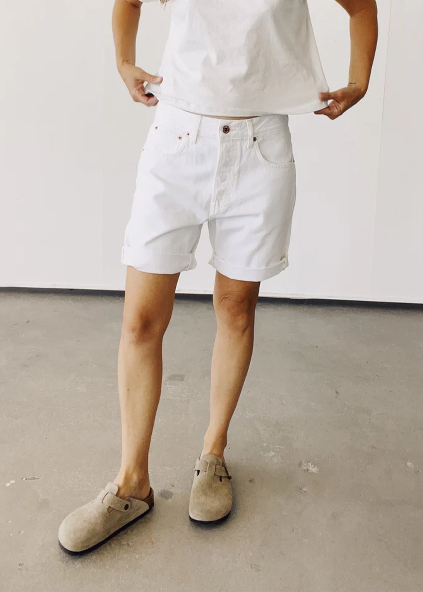 Hey-Gang-The Loose-Denim-Shorts-White