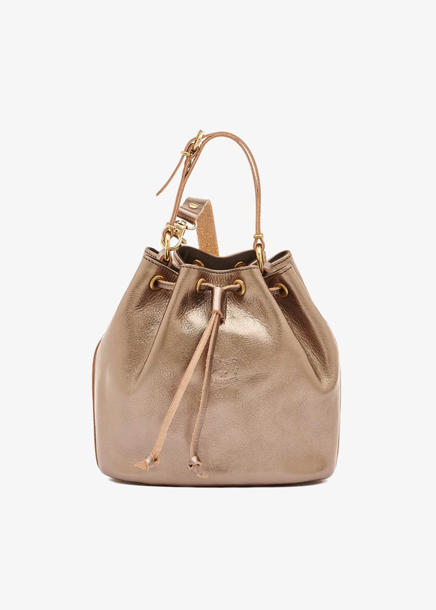 Il-Bisonte-Bucket Bag-Metallic-Bronze-Color-Leather