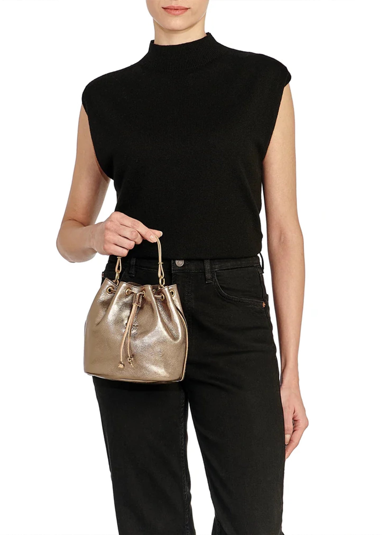Il-Bisonte-Bucket Bag-Metallic-Bronze-Color-Leather