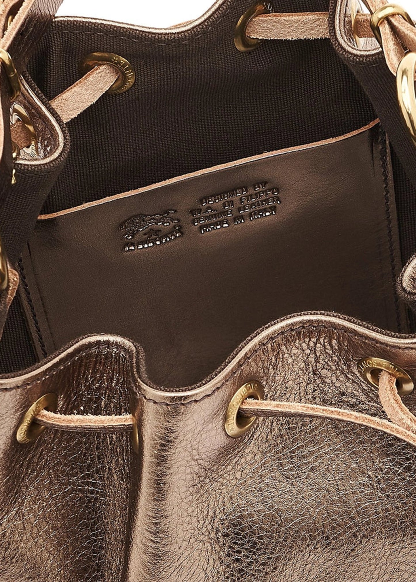 Il-Bisonte-Bucket Bag-Metallic-Bronze-Color-Leather