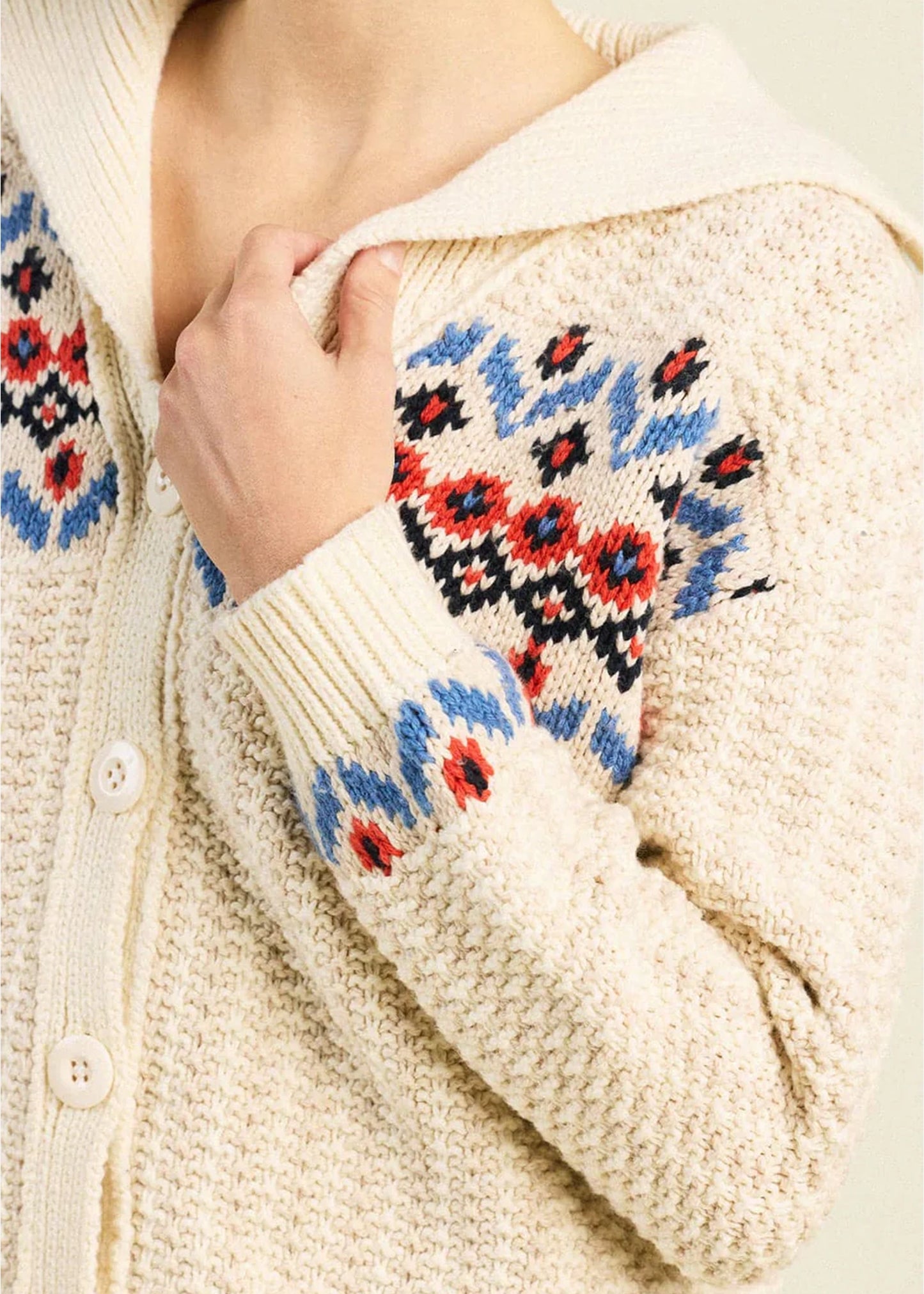Trovata-Savannah-Cardigan-Antique-White-Fairisle