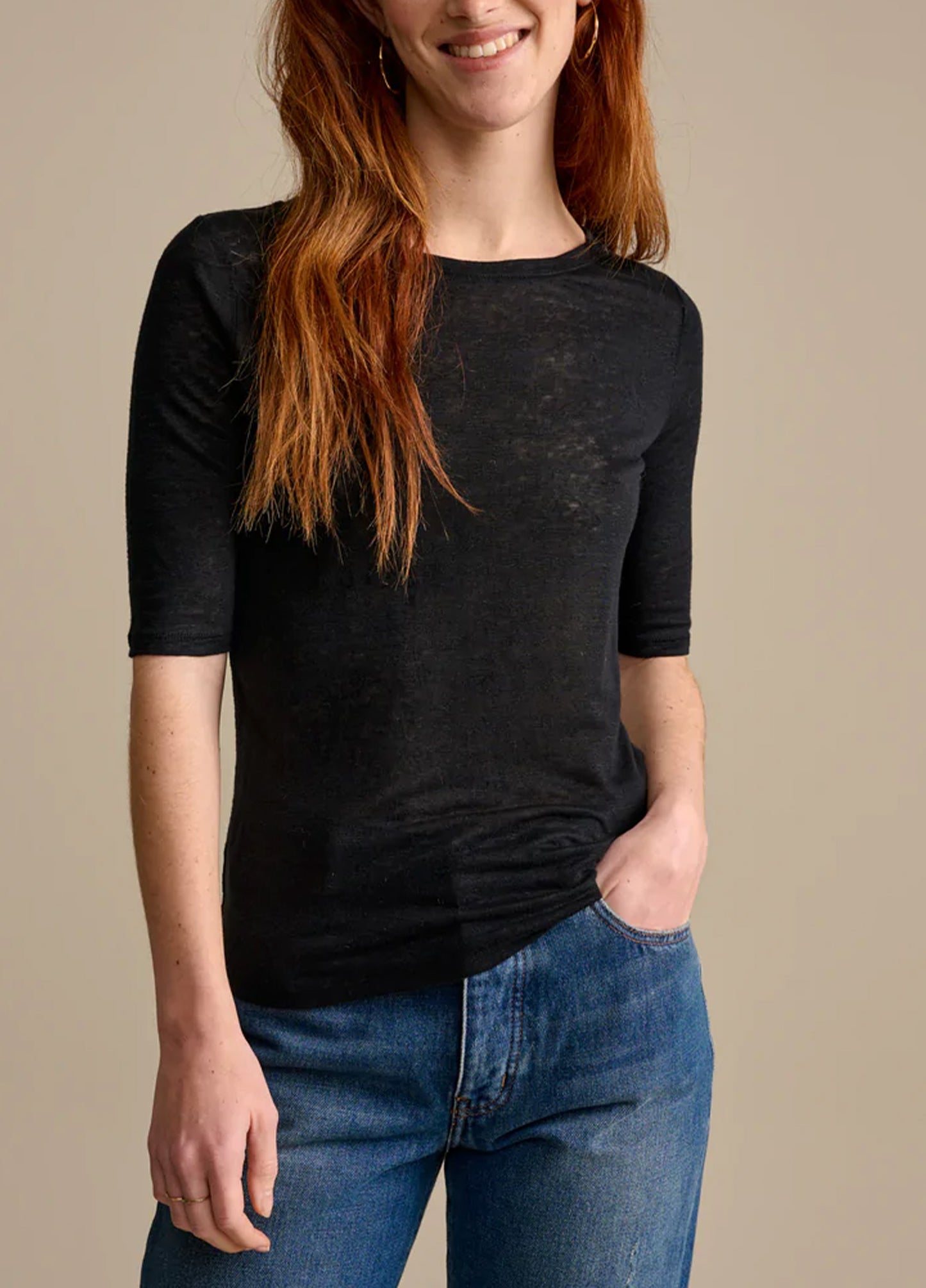Bellerose-Seas-T-Shirt-Linen-off-black