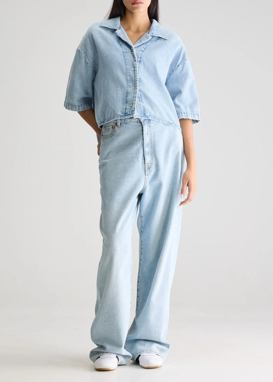 Bellerose-Pool-cropped-denim-Shirt
