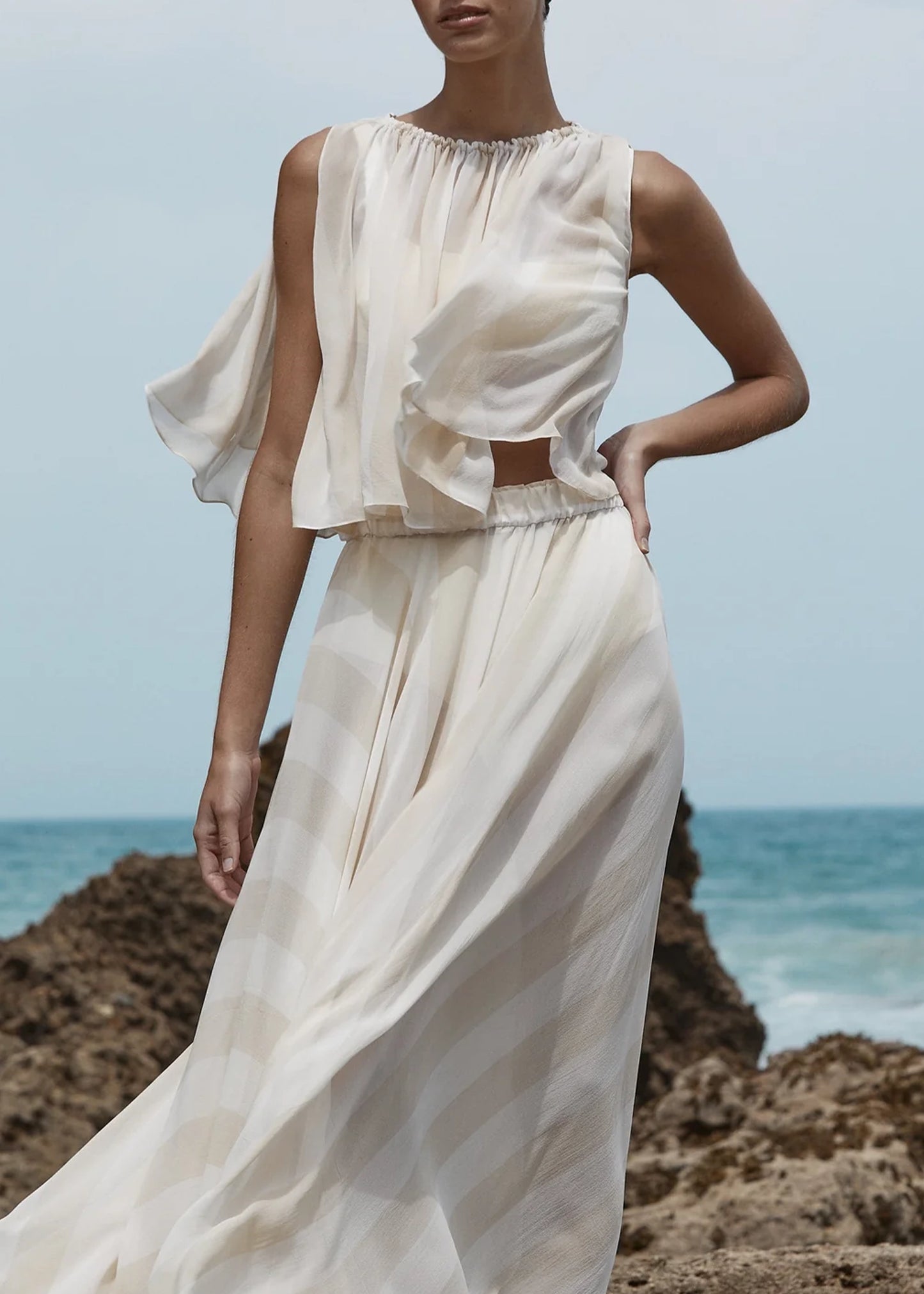 Bondi-Born-Capri-Silk-Circle-Skirt-Ecru-Stripe