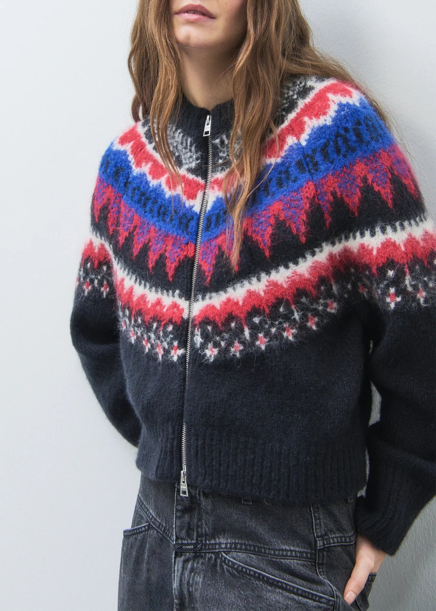 Closed-Cropped-jacquard-zip-cardigan