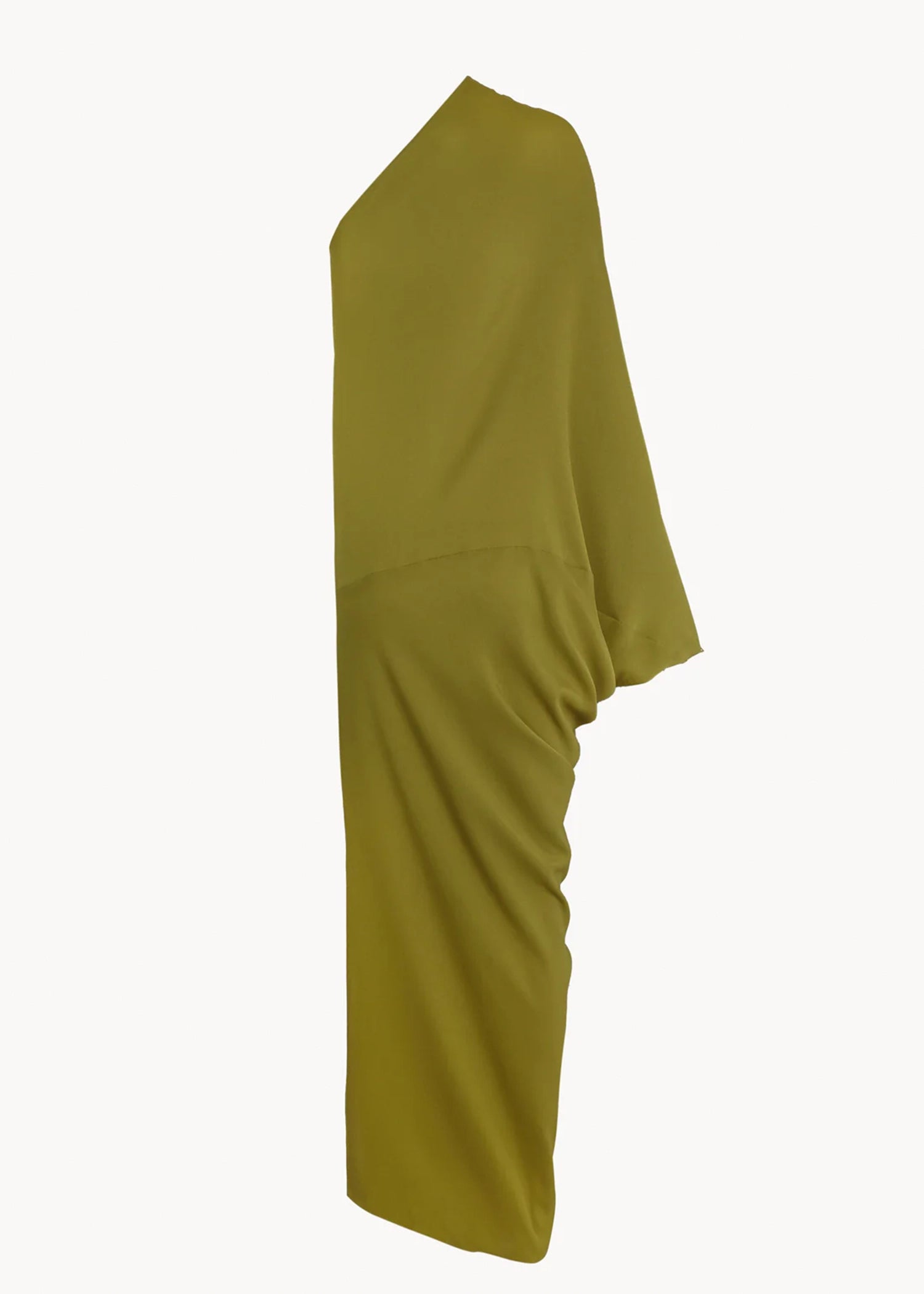 Cortana-Delore-gold-olive-asymmetrical-silk-dress