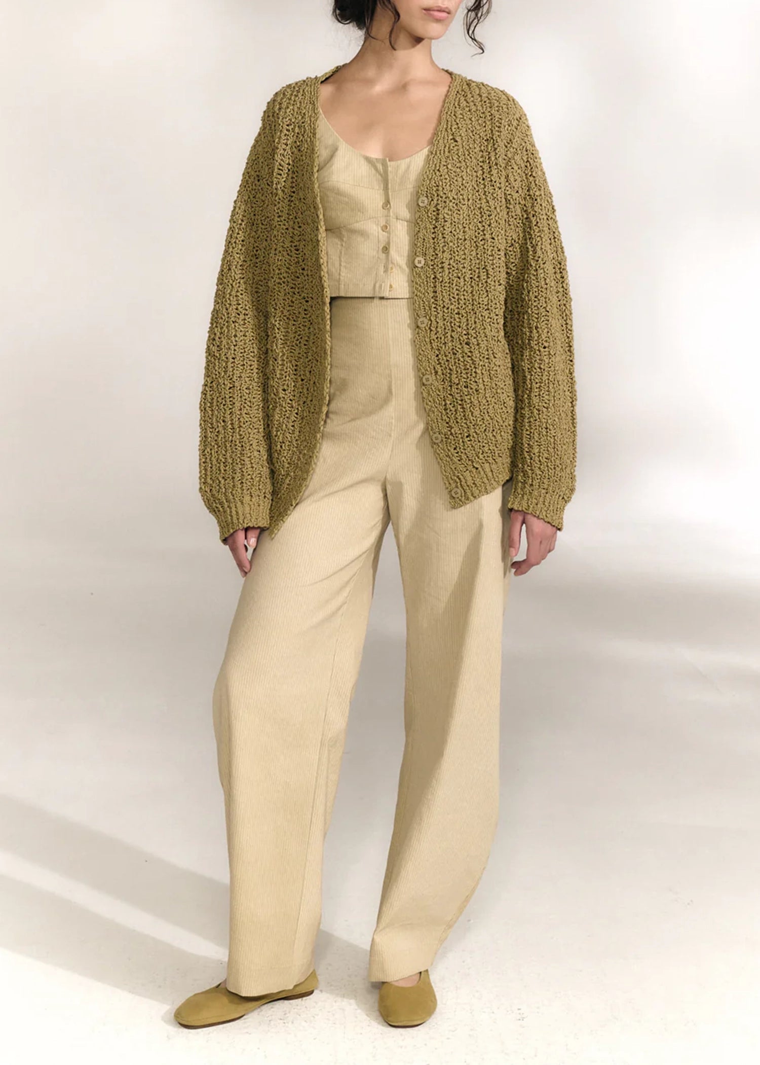 Cortana-Lara-matte-khaki-suede-ballerina