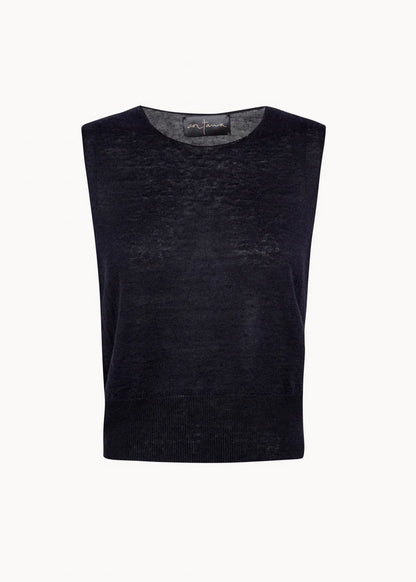 Cortana-Rinen-dark-navy-blue-linen-knit-vest