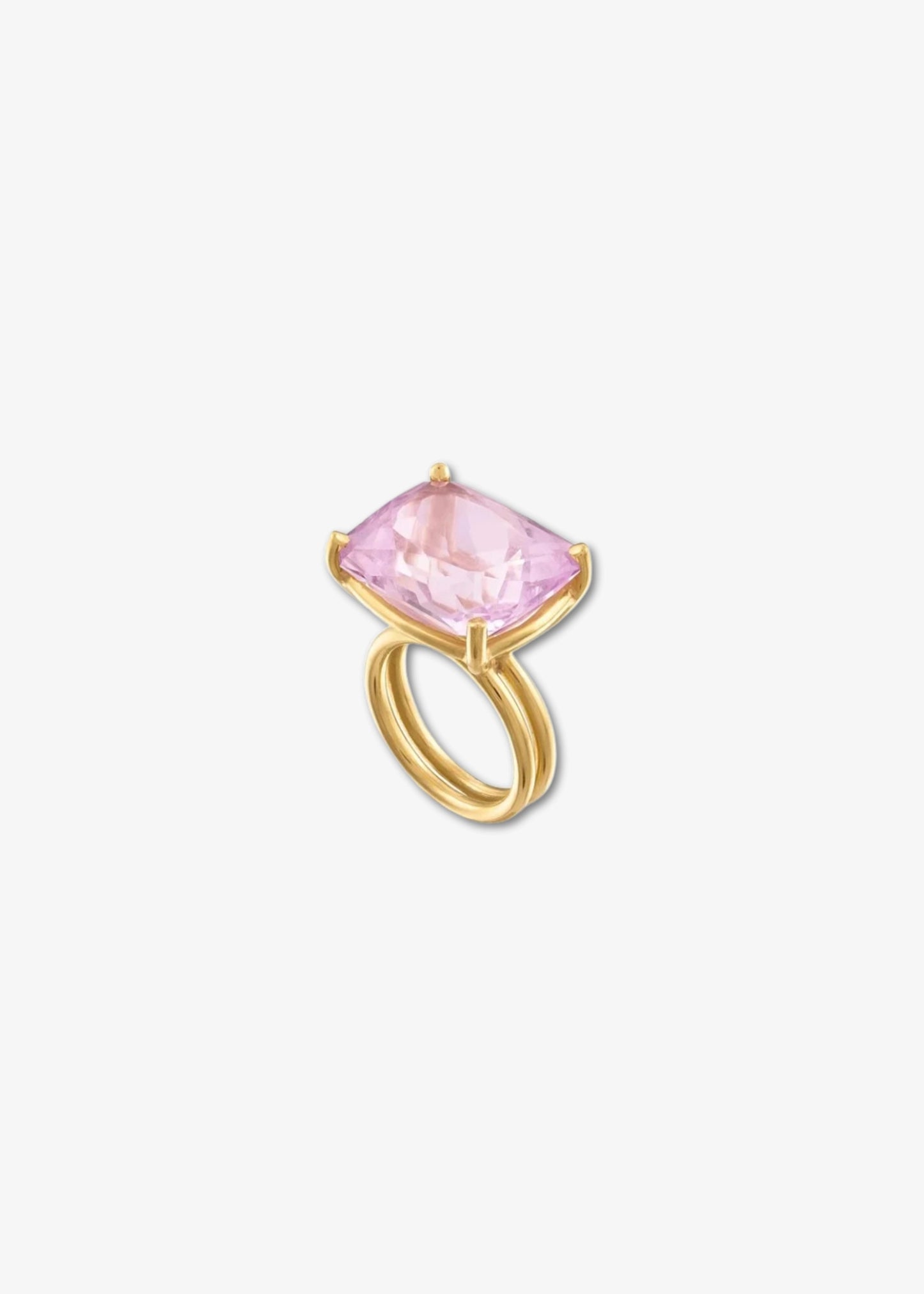 Dale Novick 30 Carat Kunzite Architectural Ring in 18k yellow gold