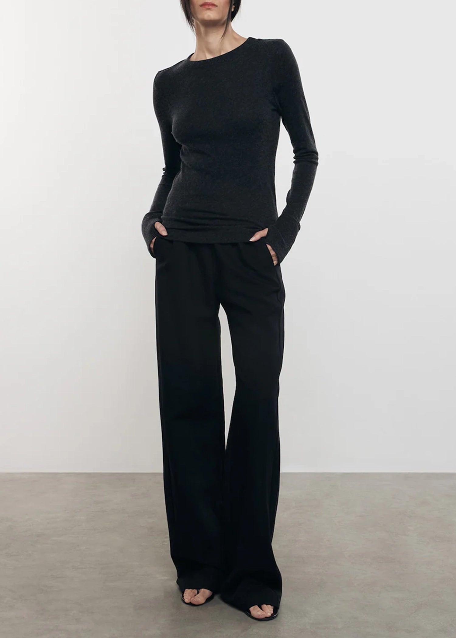 Enza-Costa-Cashmere-Easy-Cuffed-Crew-Black