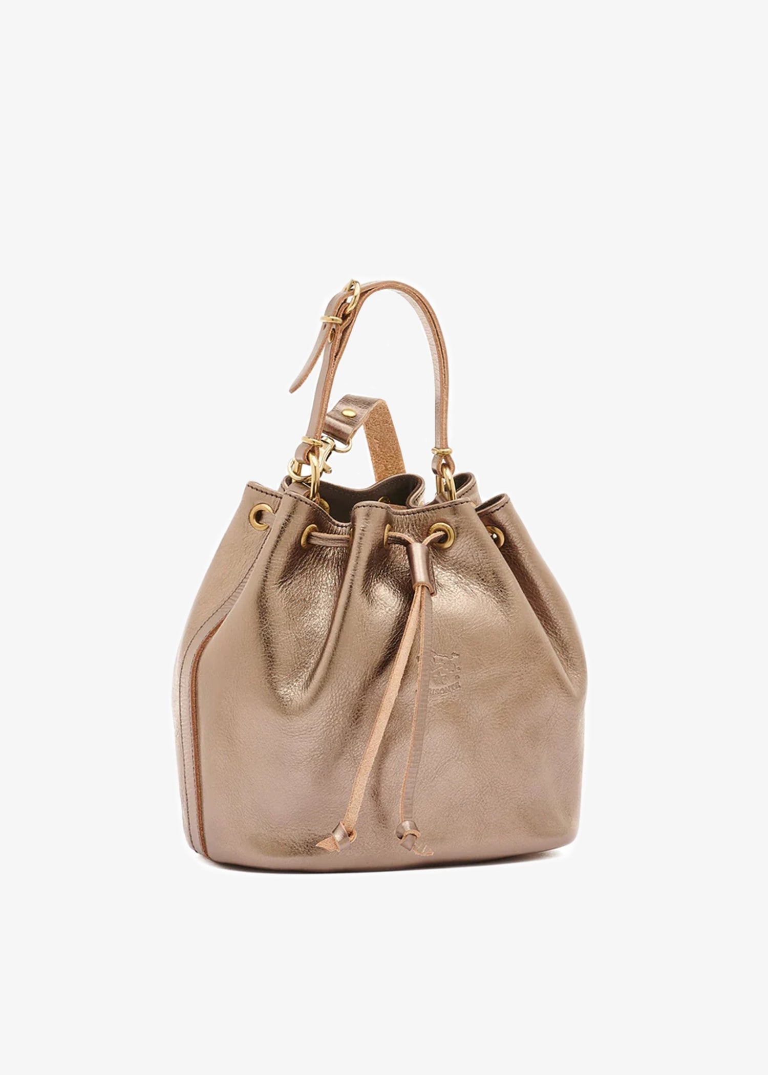 Il-Bisonte-Bucket Bag-Metallic-Bronze-Color-Leather