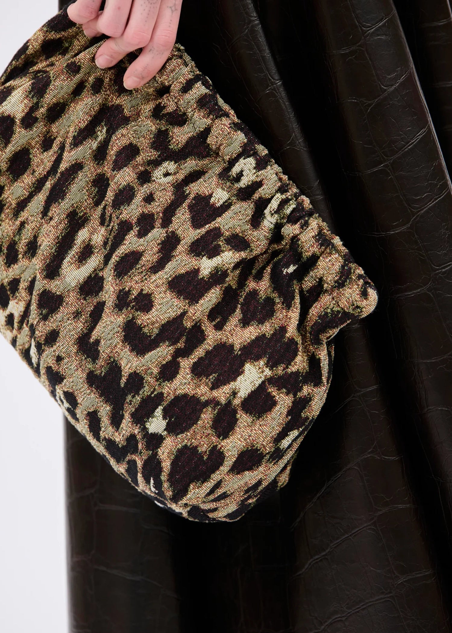 Odeeh-Jacquard-Leo-Clutch-Brown-Olive