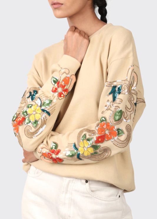 Olivia-Dar-sari-sweatshirt-brodé-en-perles