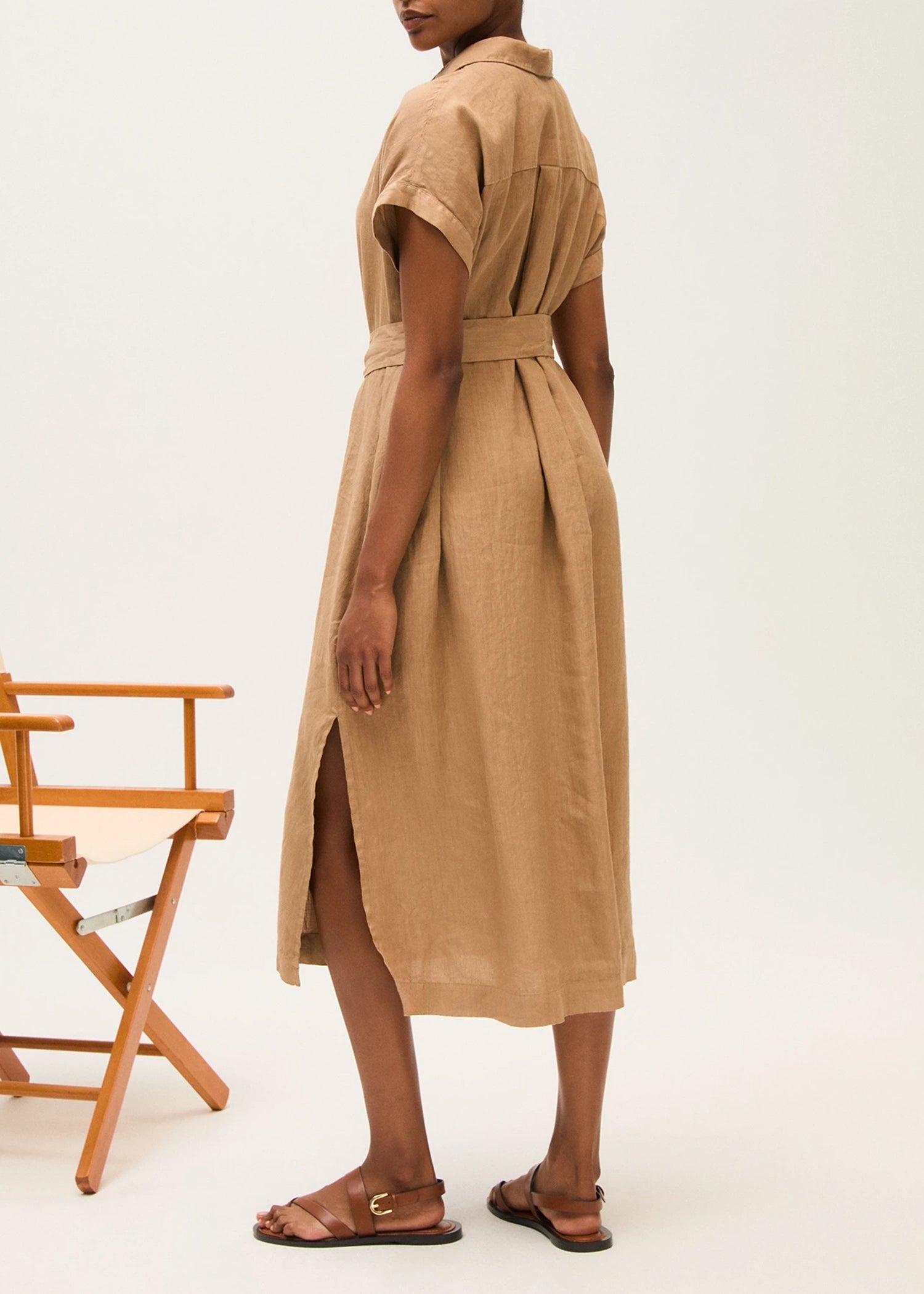 Rosso35-Garment-dyed-linen-midi-dress