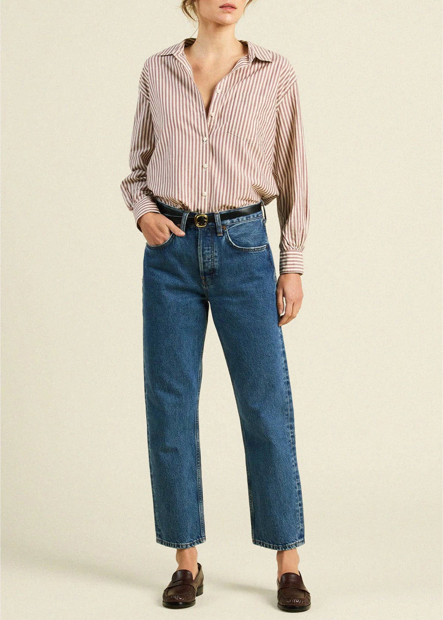 Trovata-Blake-Oversized-Shirt-Burgundy-Stripe