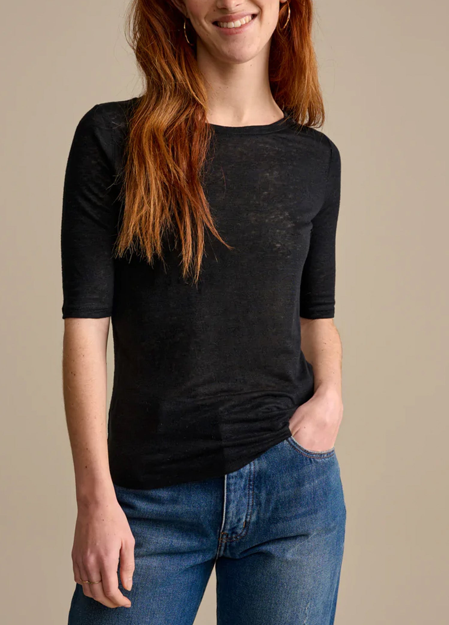 Bellerose-Seas-T-Shirt-Linen-off-black