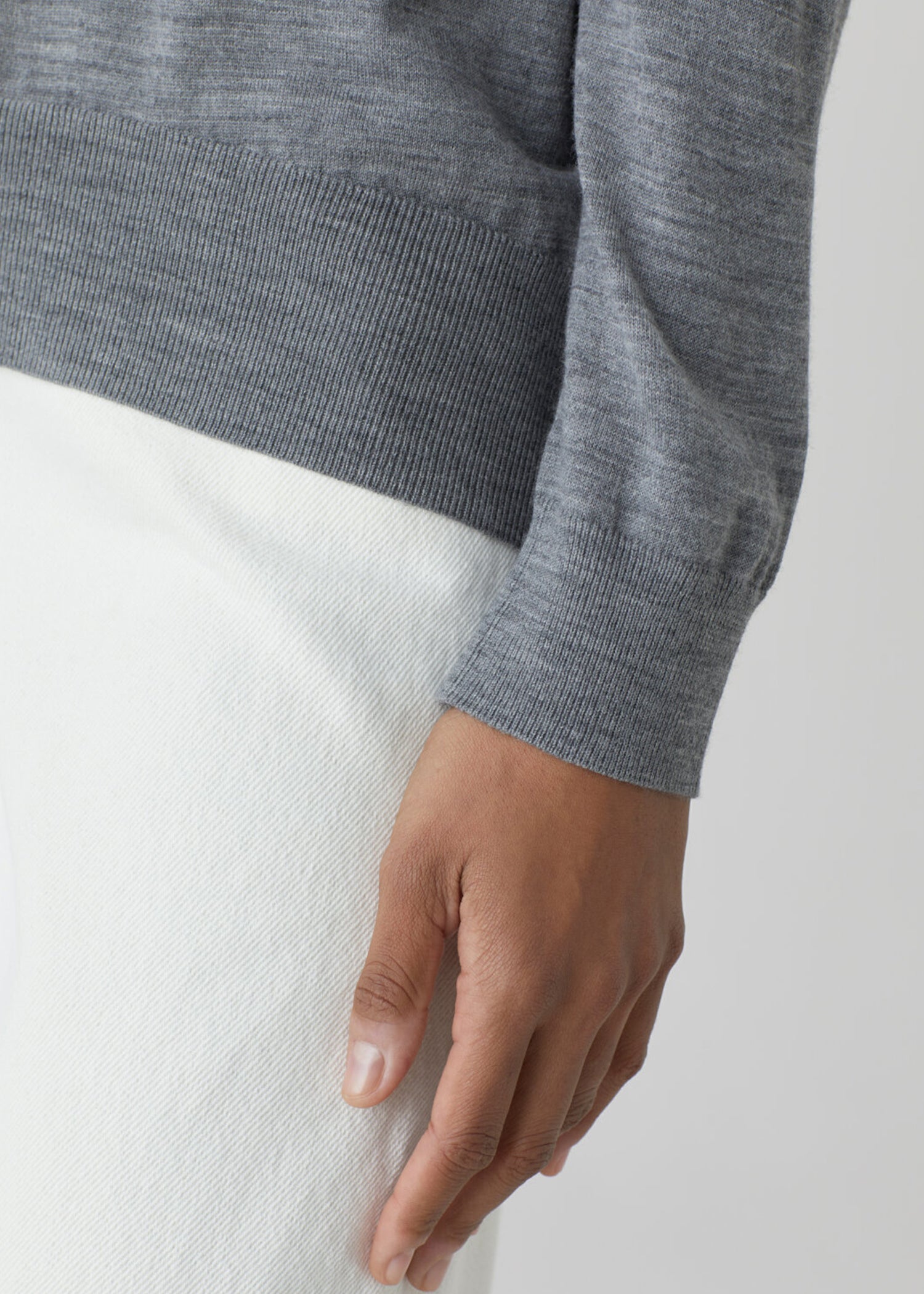 Closed | Organic Wool Crew Neck Sweater | grey heather melange