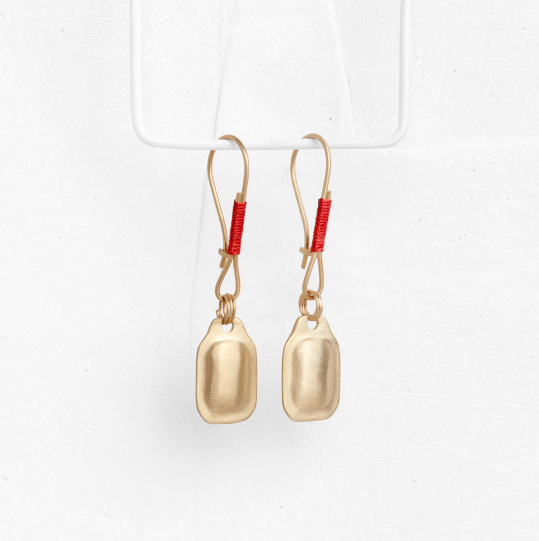 agas-tamar-14k-rectangle-earring-w-red-string | Jewelry | Agas and Tamar